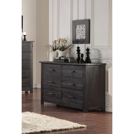 Deluxdesigns Wood 6 Drawer Kids Bedroom Double Dresser - Rustic DE728007